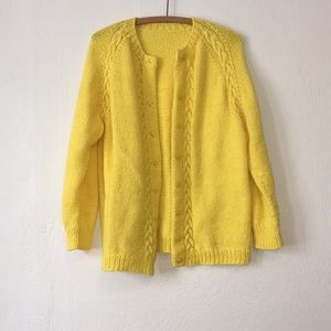 Vintage Buttercup Yellow Knit Cardigan Sweater